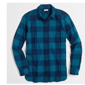 J Crew Teal and Navy Buffalo Check Flannel Shirt sz. 12